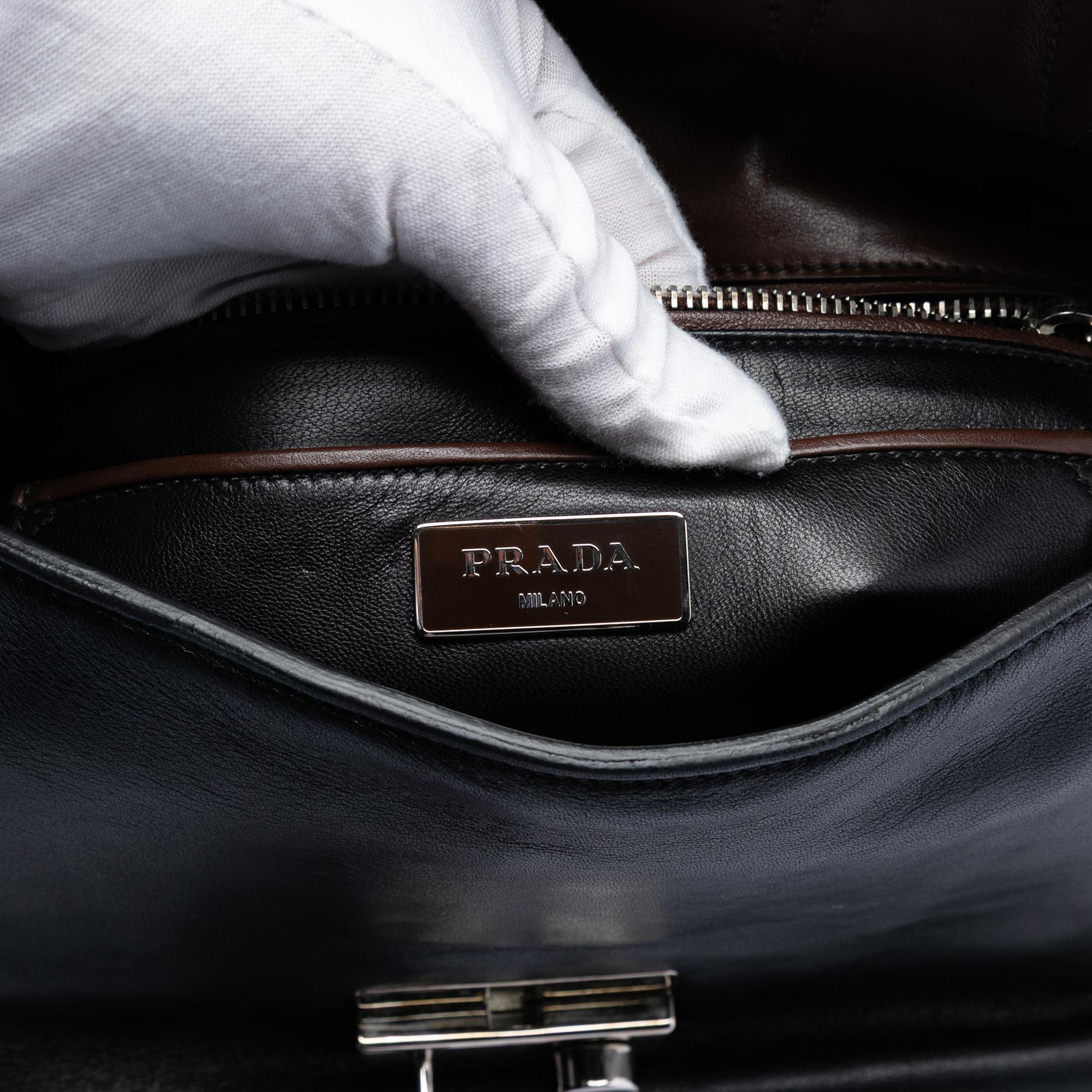 Prada Soft Calfskin Double Sided Flap Messenger Bag