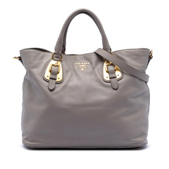 Prada Soft Calfskin Open Convertible Shopping Tote