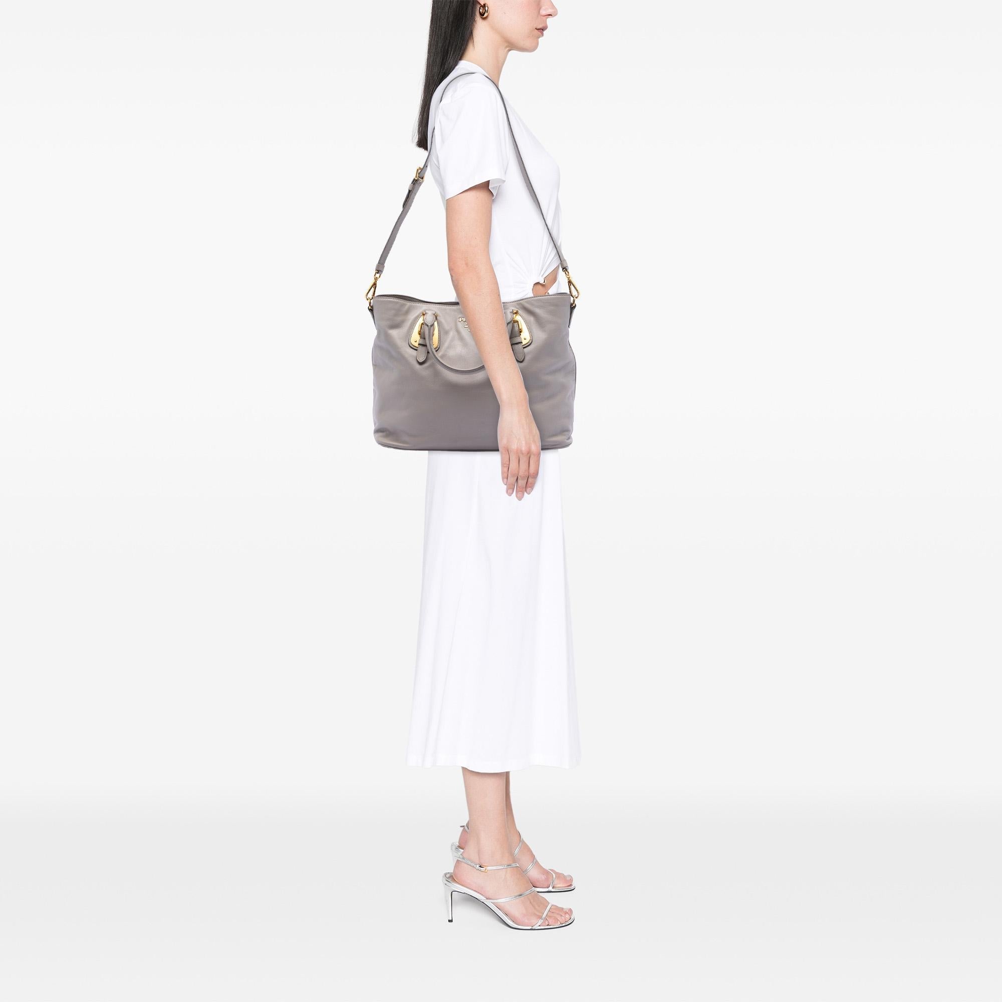 Prada Soft Calfskin Open Convertible Shopping Tote