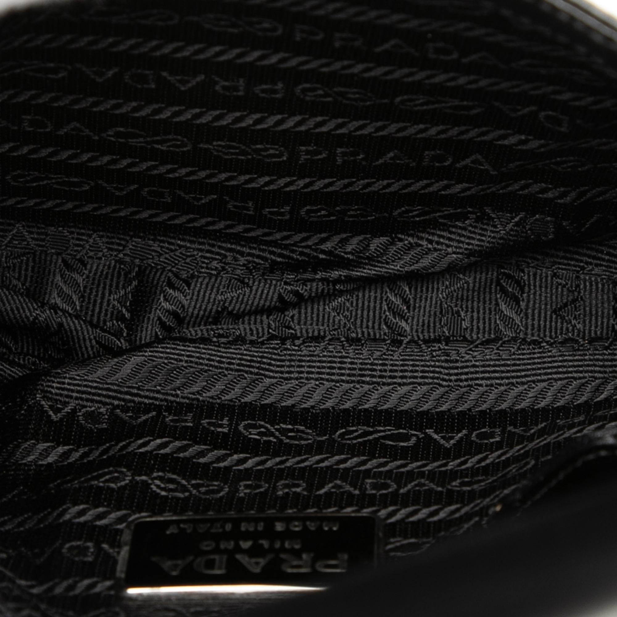 Prada Spazzolato Flower Embroidered Top Handle Bag