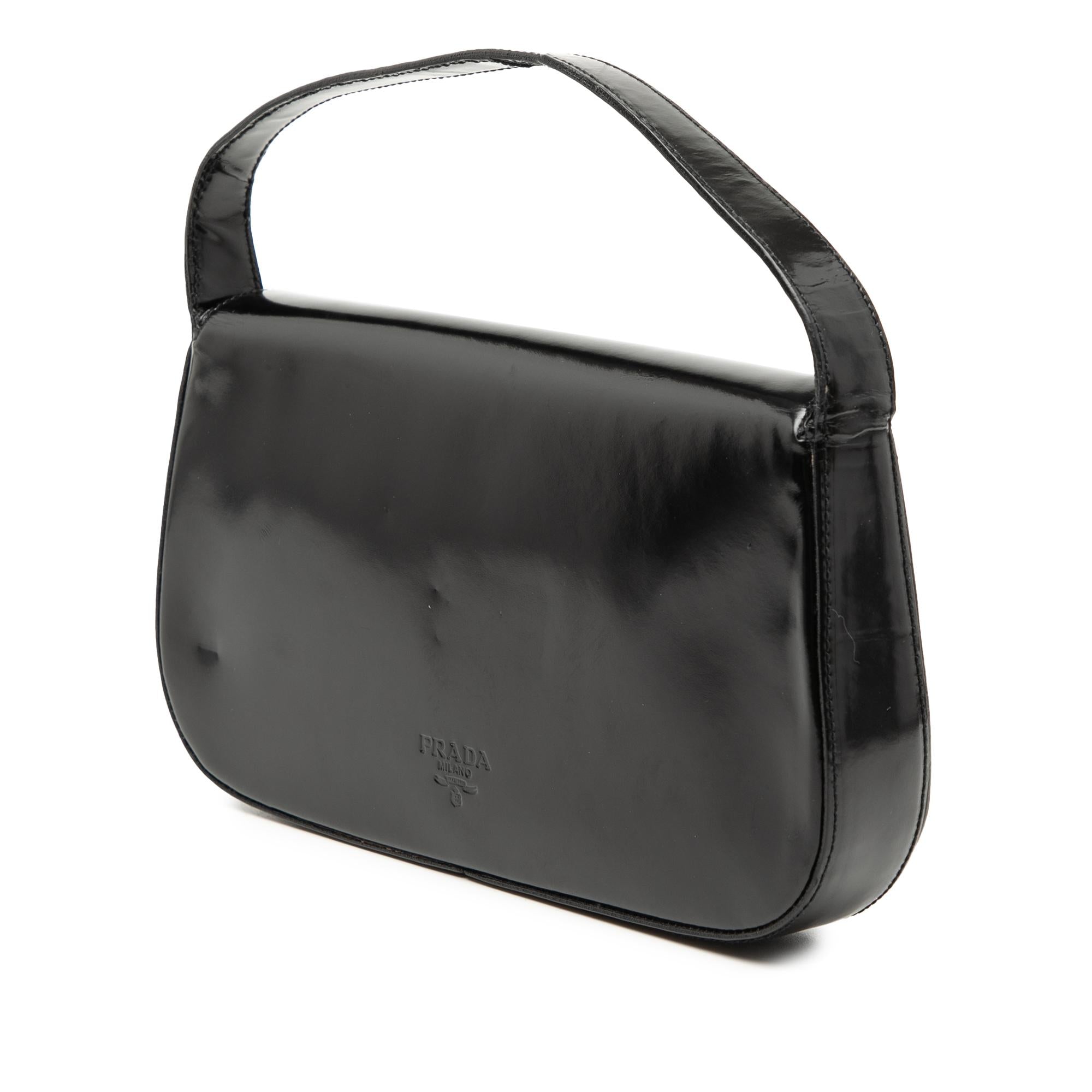 Prada Spazzolato Flower Embroidered Top Handle Bag