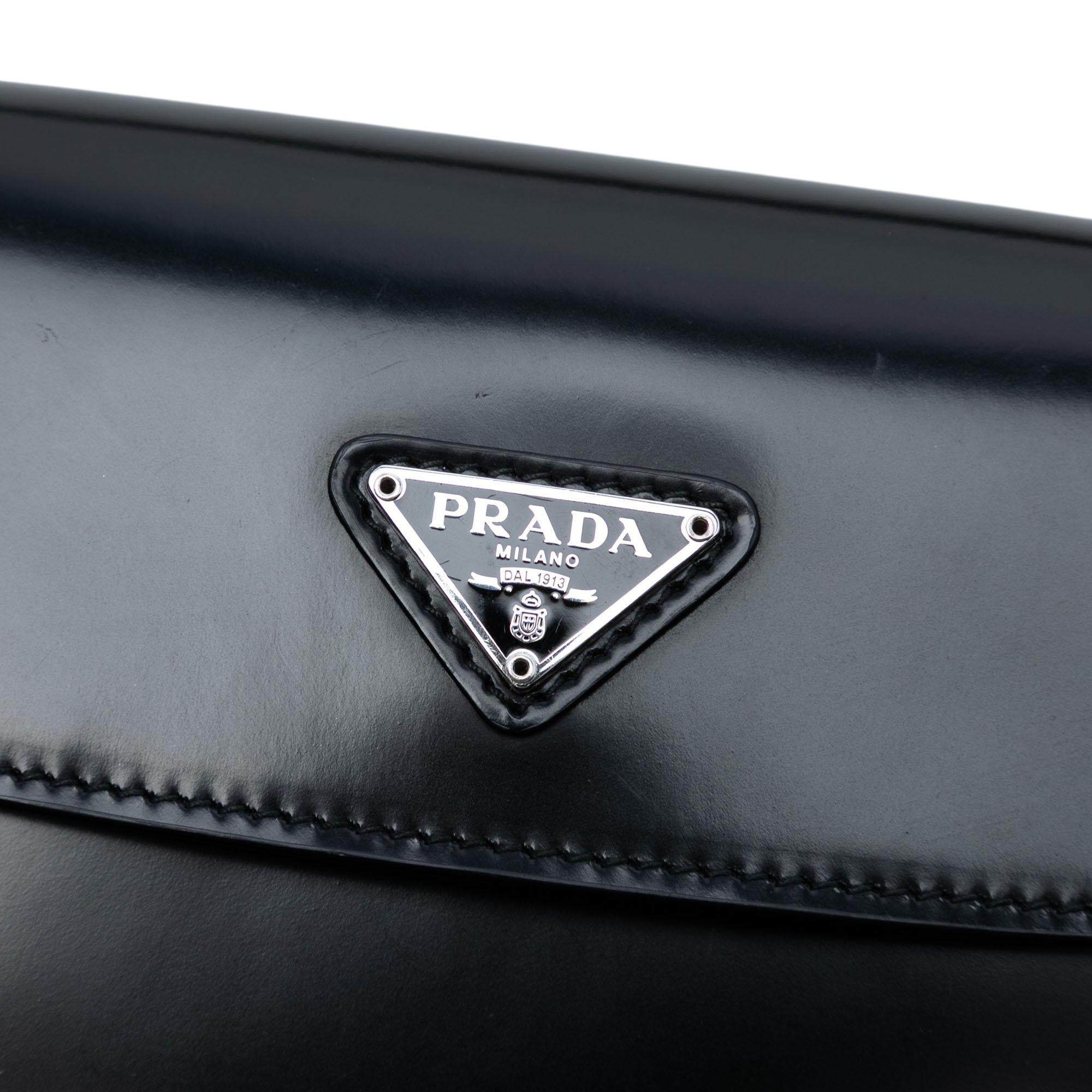 Prada Spazzolato Leather Cleo Flap Shoulder Bag