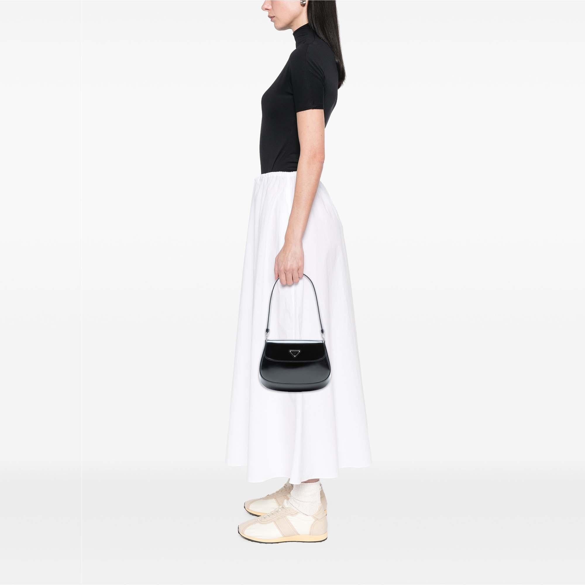 Prada Spazzolato Leather Cleo Flap Shoulder Bag