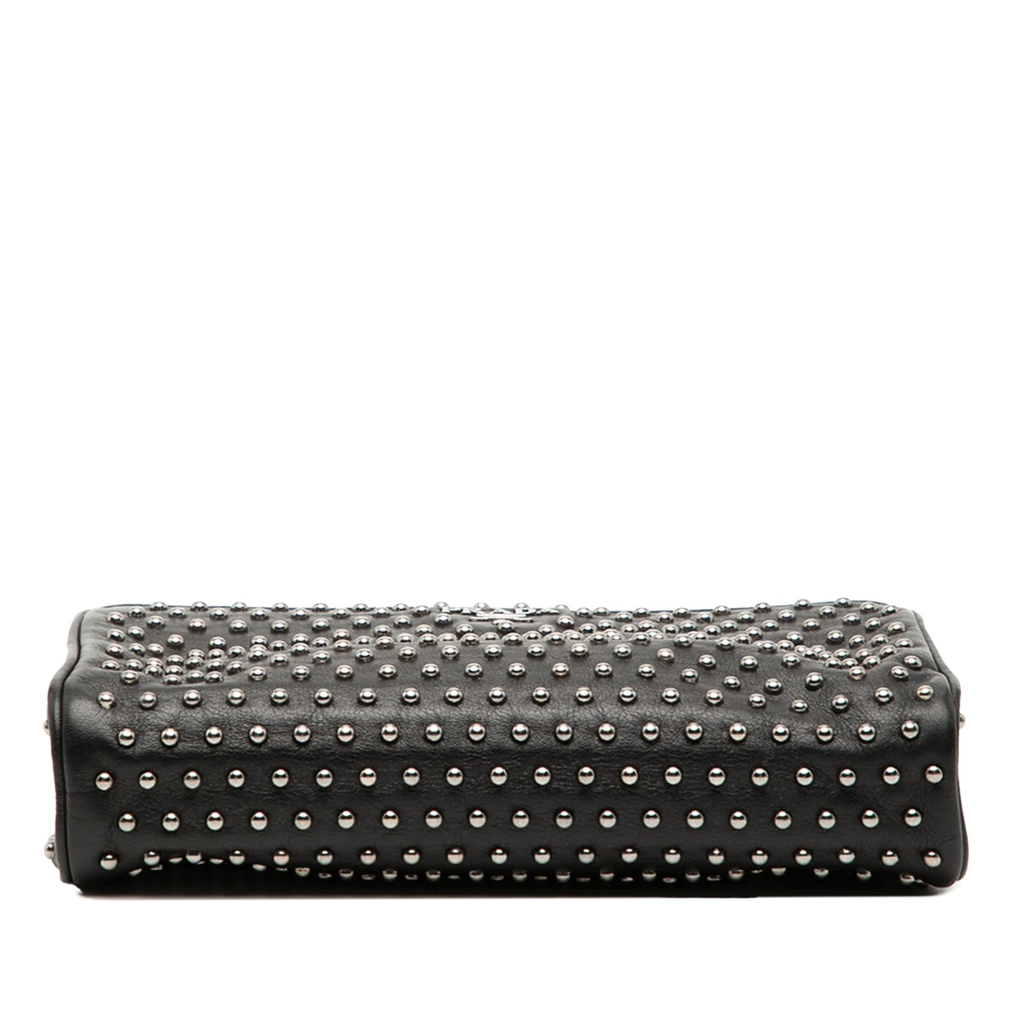 Prada Studded Leather Clasp Clutch