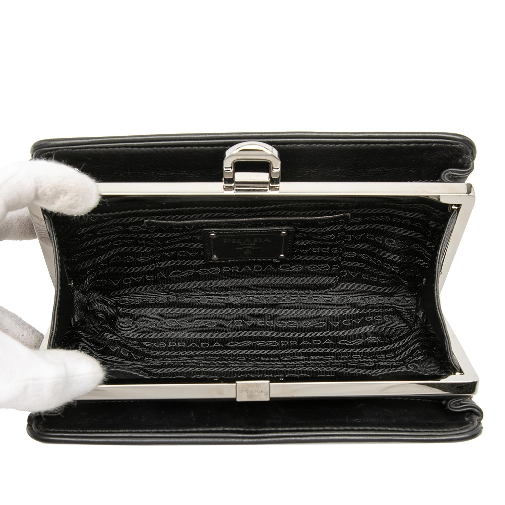 Prada Studded Leather Clasp Clutch