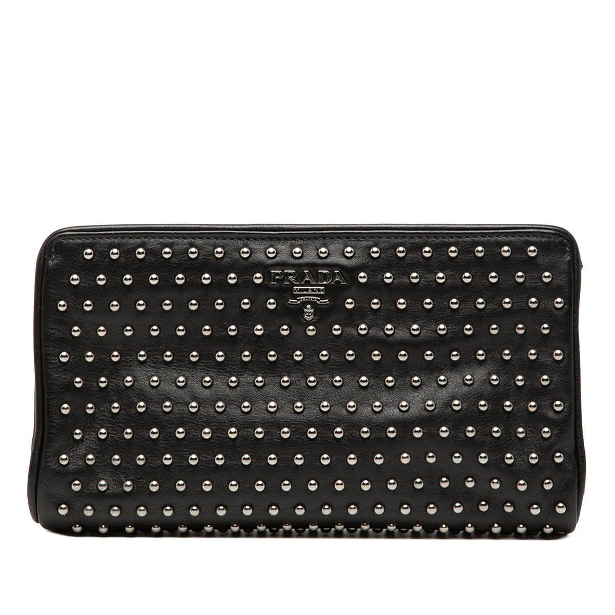 Prada Studded Leather Clasp Clutch