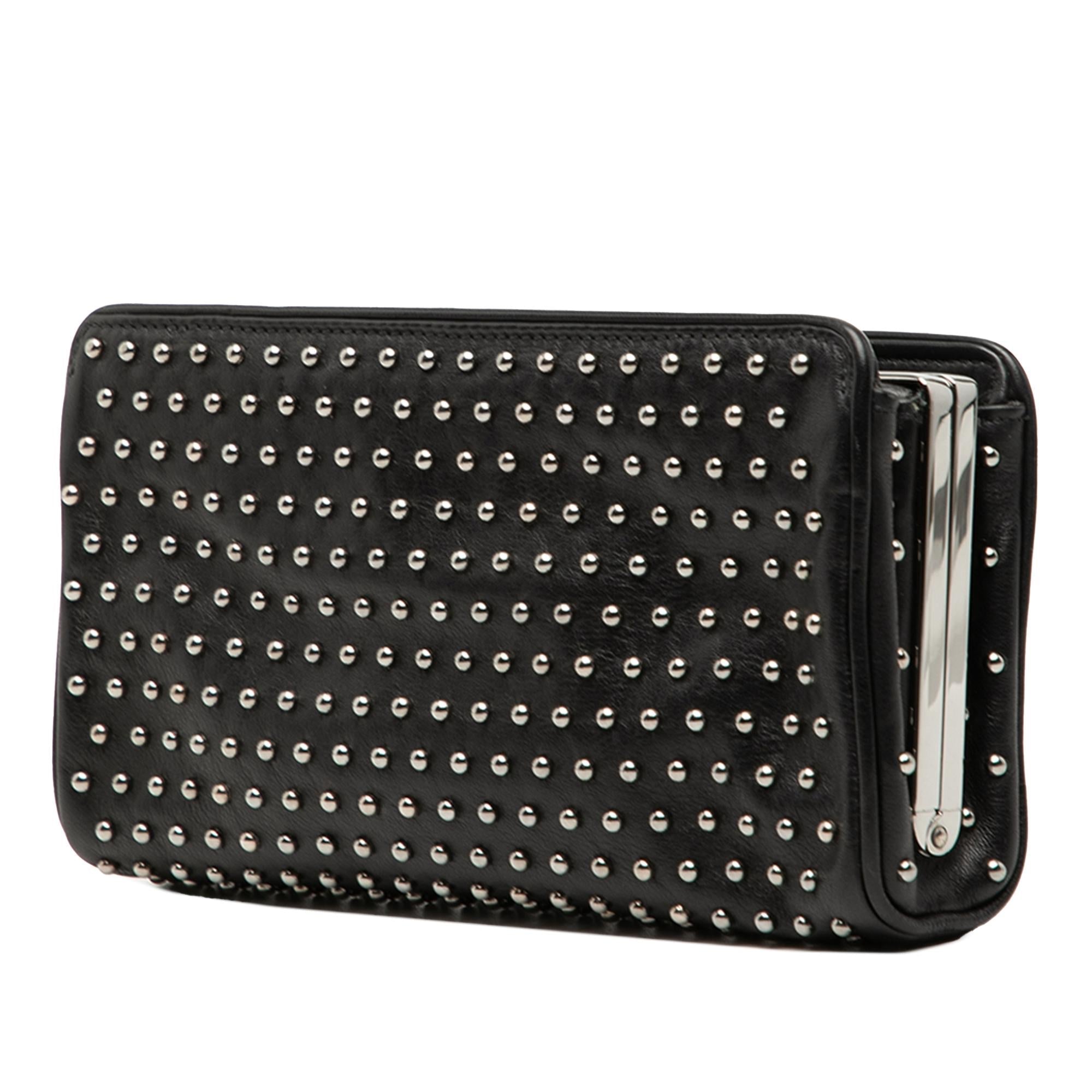 Prada Studded Leather Clasp Clutch