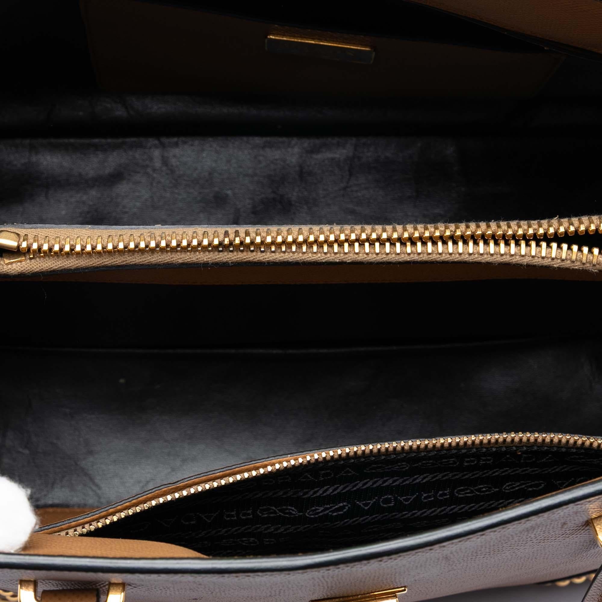 Prada Studded Saffiano Cuir Promenade Satchel