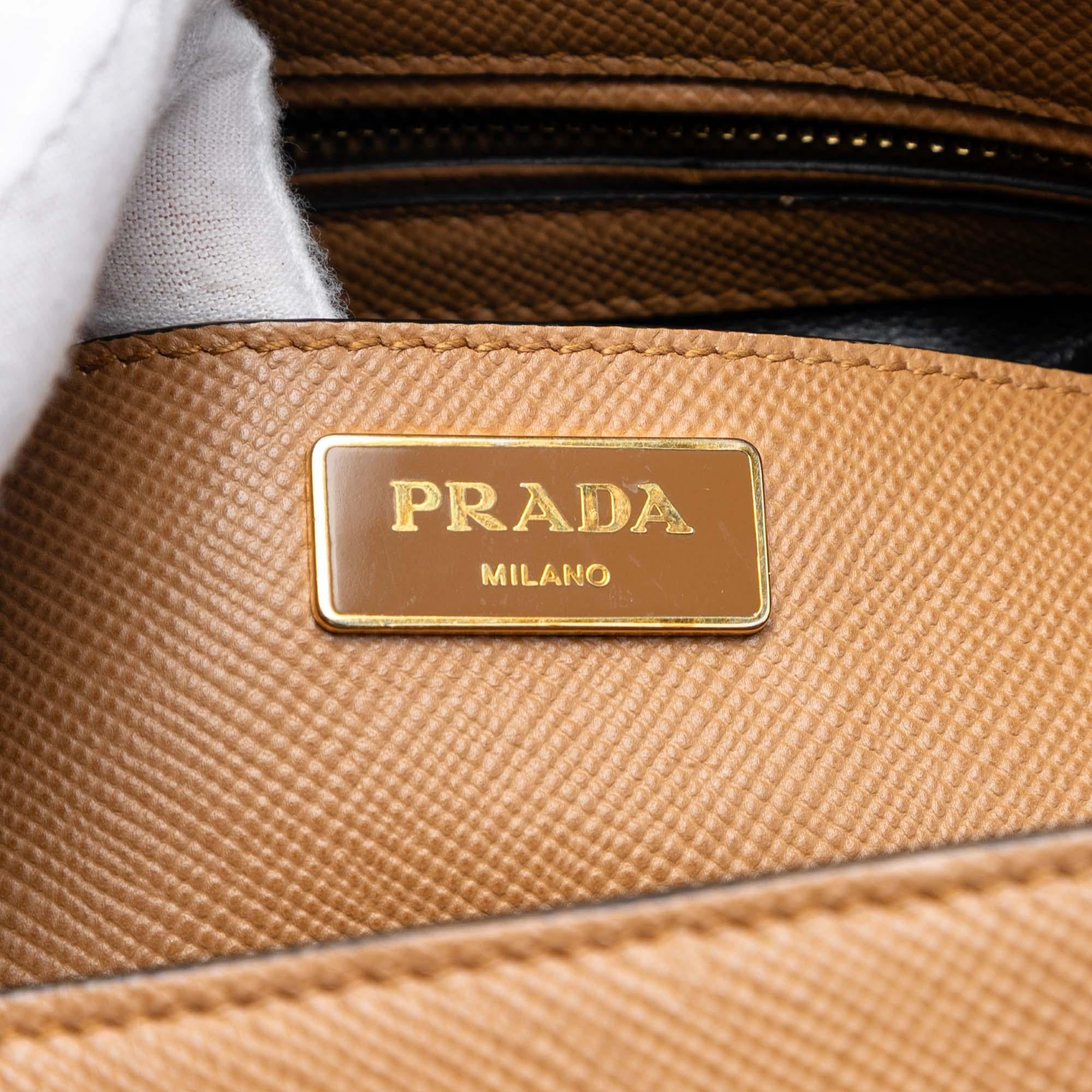 Prada Studded Saffiano Cuir Promenade Satchel