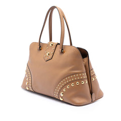 Prada Studded Saffiano Cuir Promenade Satchel