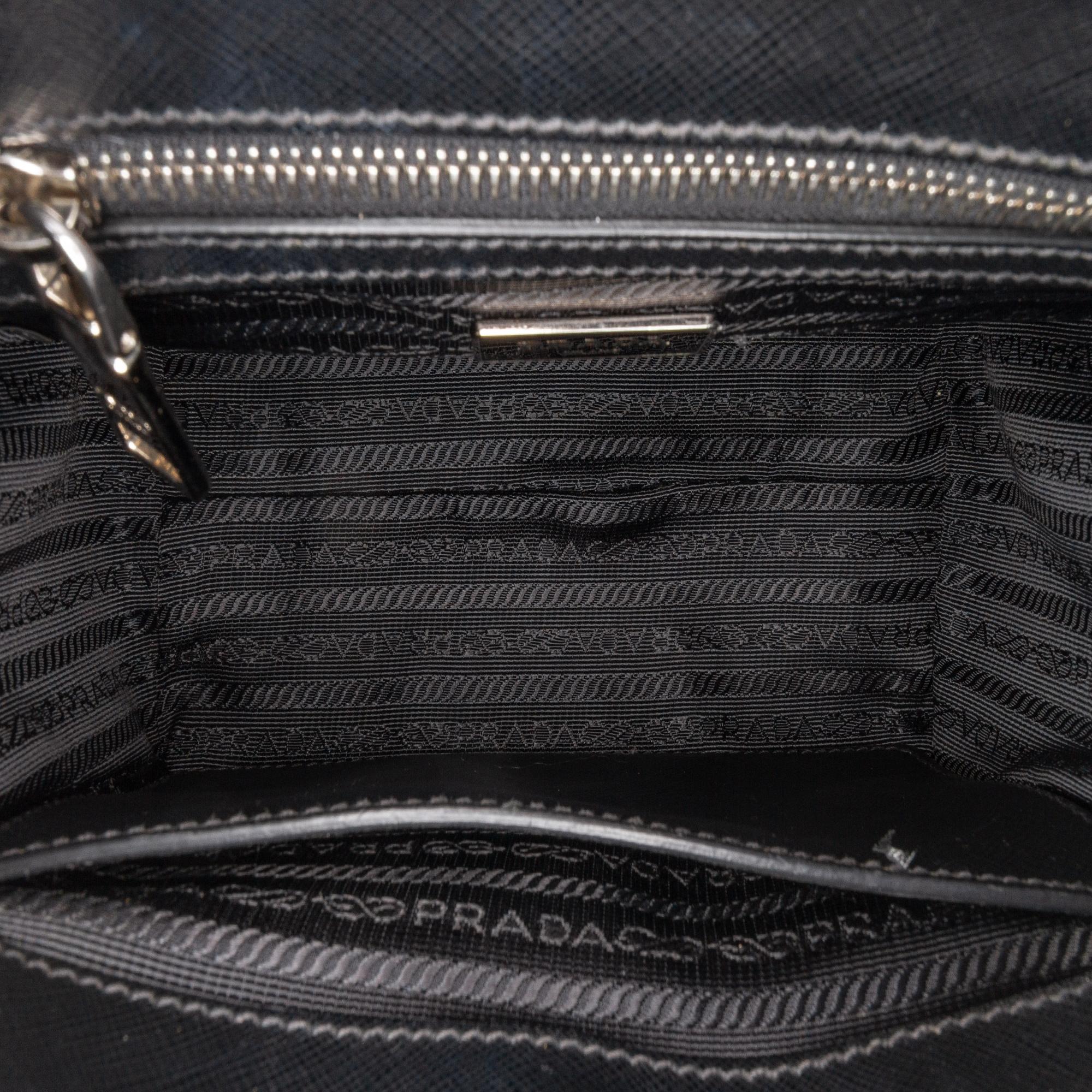 Prada Tartan Saffiano Trimmed Tessuto Satchel