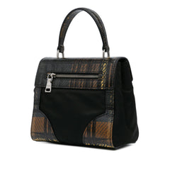 Prada Tartan Saffiano Trimmed Tessuto Satchel