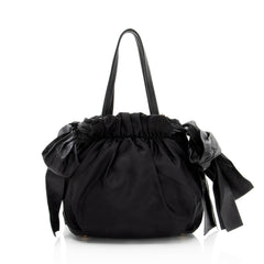 Prada Tessuto Logo Bow Tote