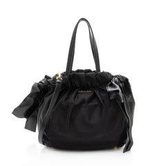 Prada Tessuto Logo Bow Tote