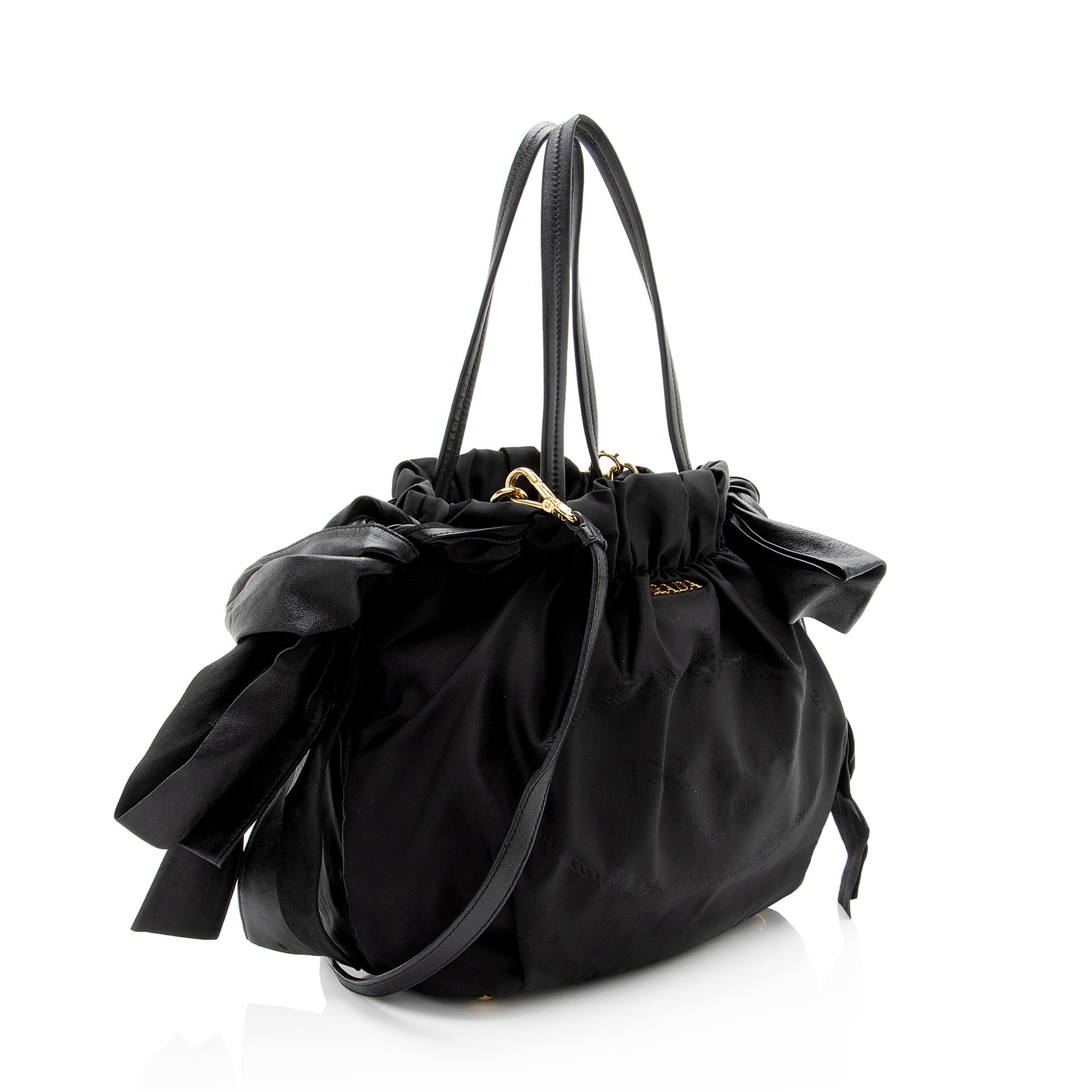 Prada Tessuto Logo Bow Tote
