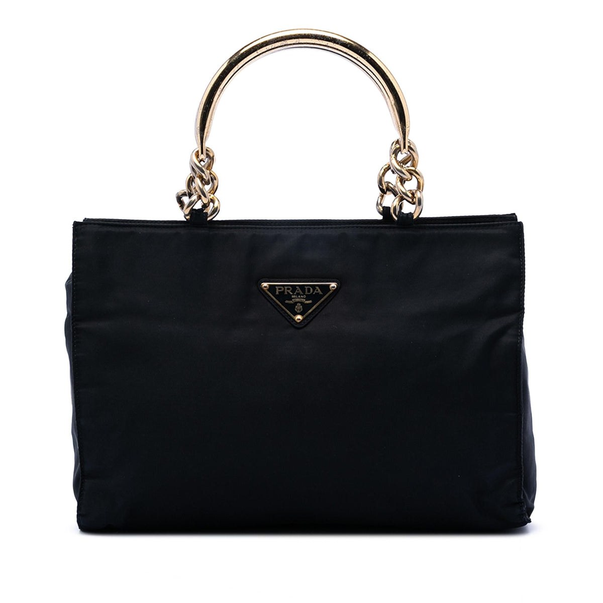 Prada Tessuto Metal Handle Bag