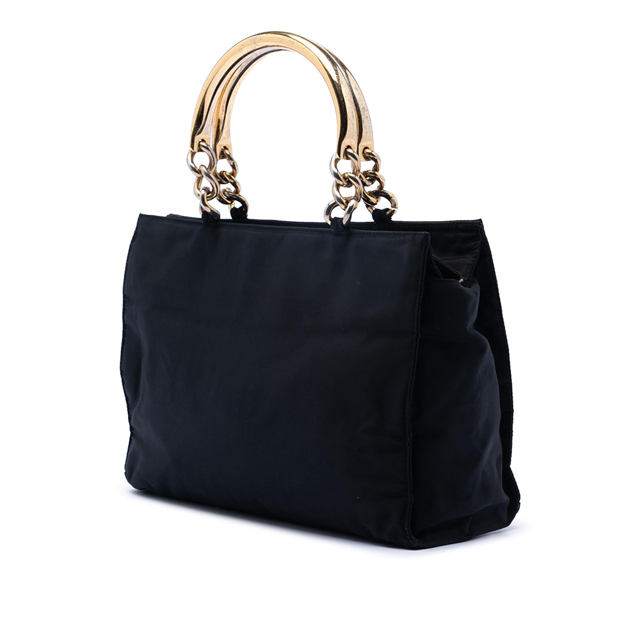 Prada Tessuto Metal Handle Bag