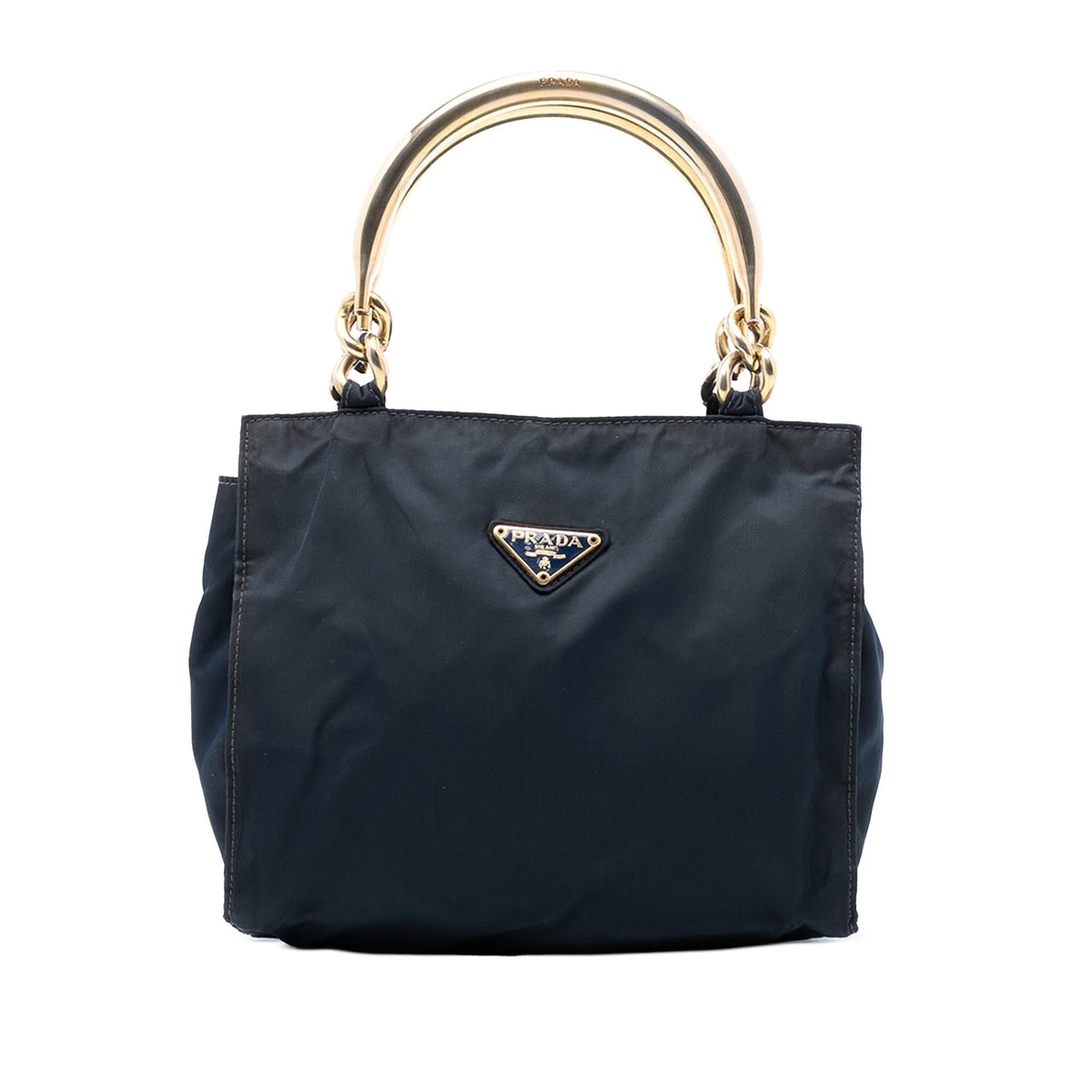 Prada Tessuto Metal Handle Bag