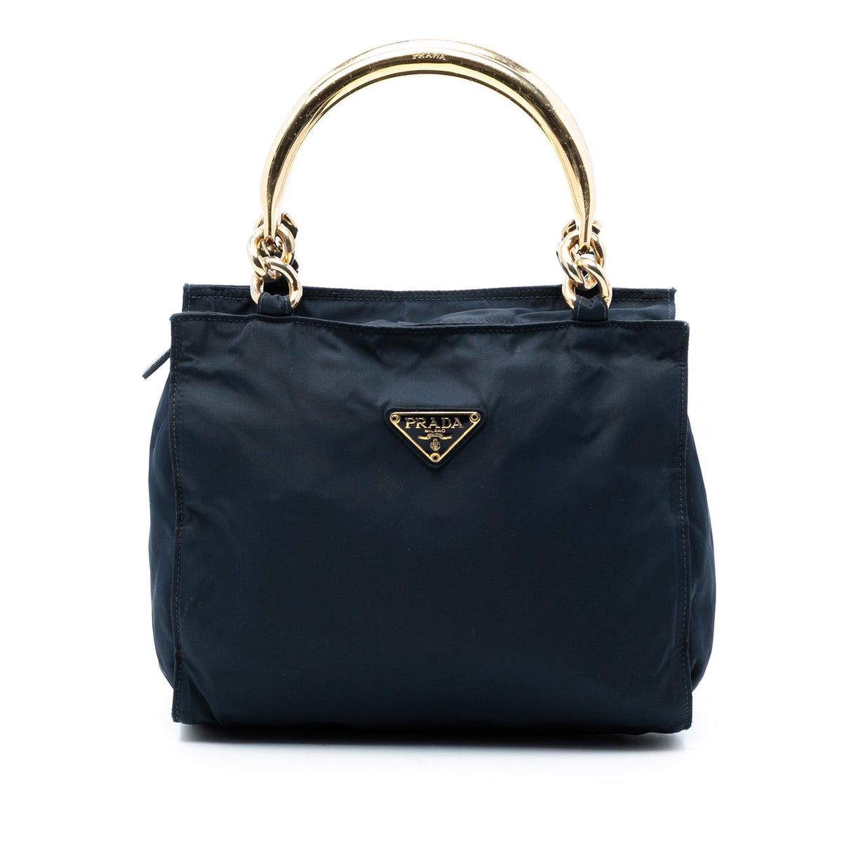 Prada Tessuto Metal Handle Bag