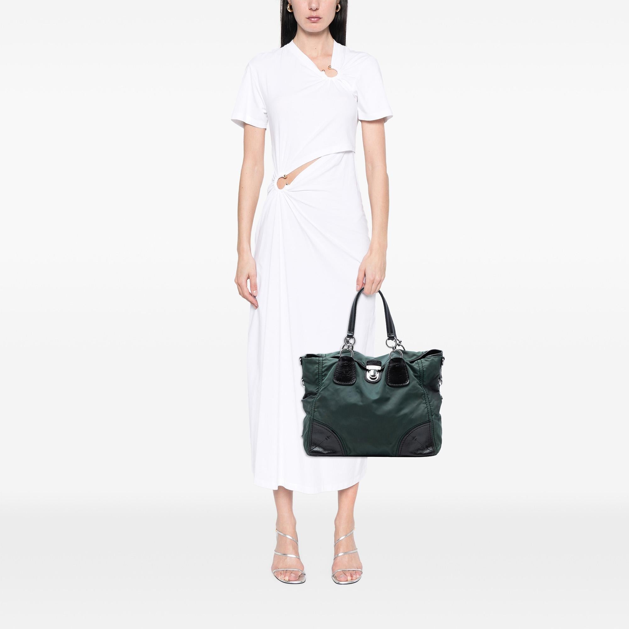 Prada Tessuto Push Lock Convertible Tote