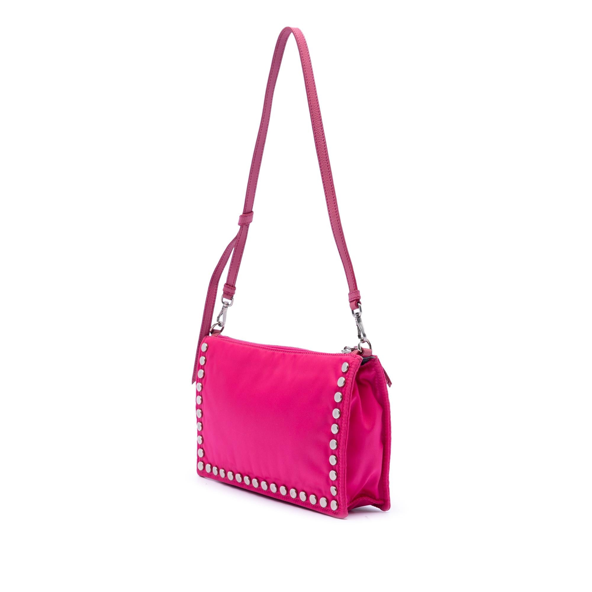 Prada Tessuto Studded Etiquette Shoulder Bag