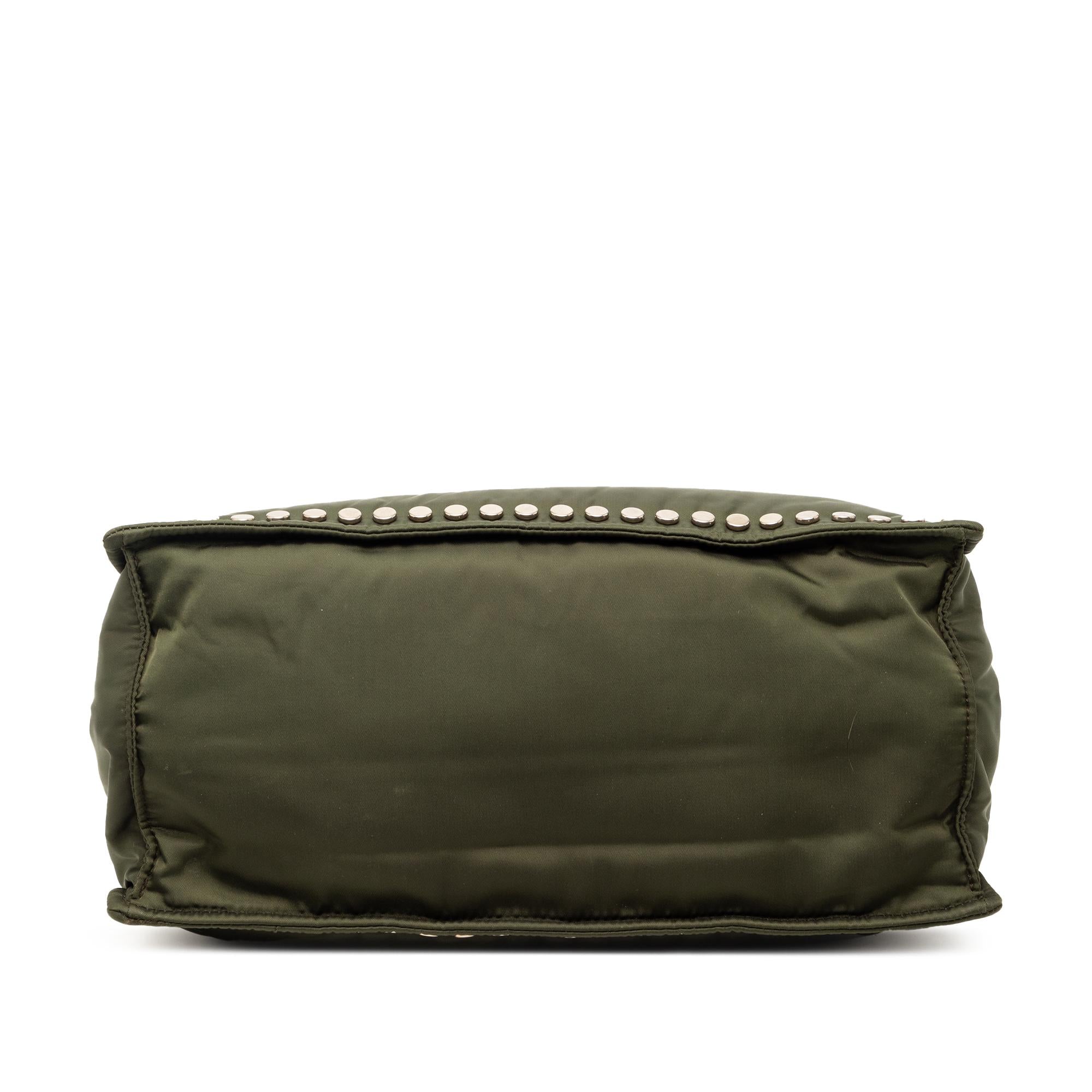 Prada Tessuto Studded Etiquette Tote
