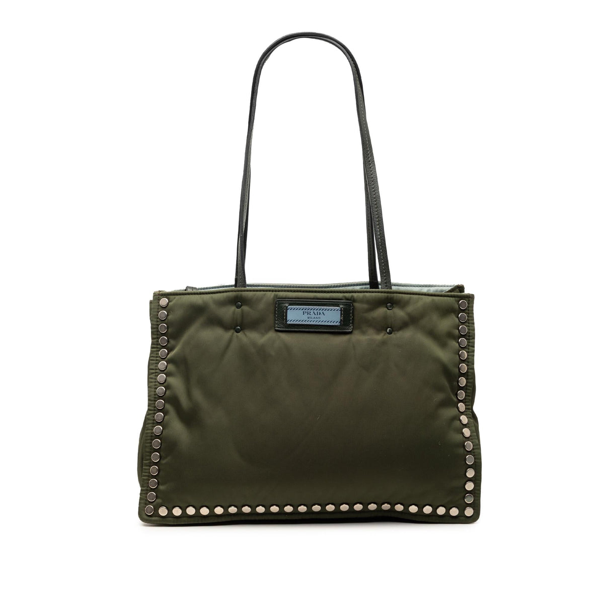 Prada Tessuto Studded Etiquette Tote