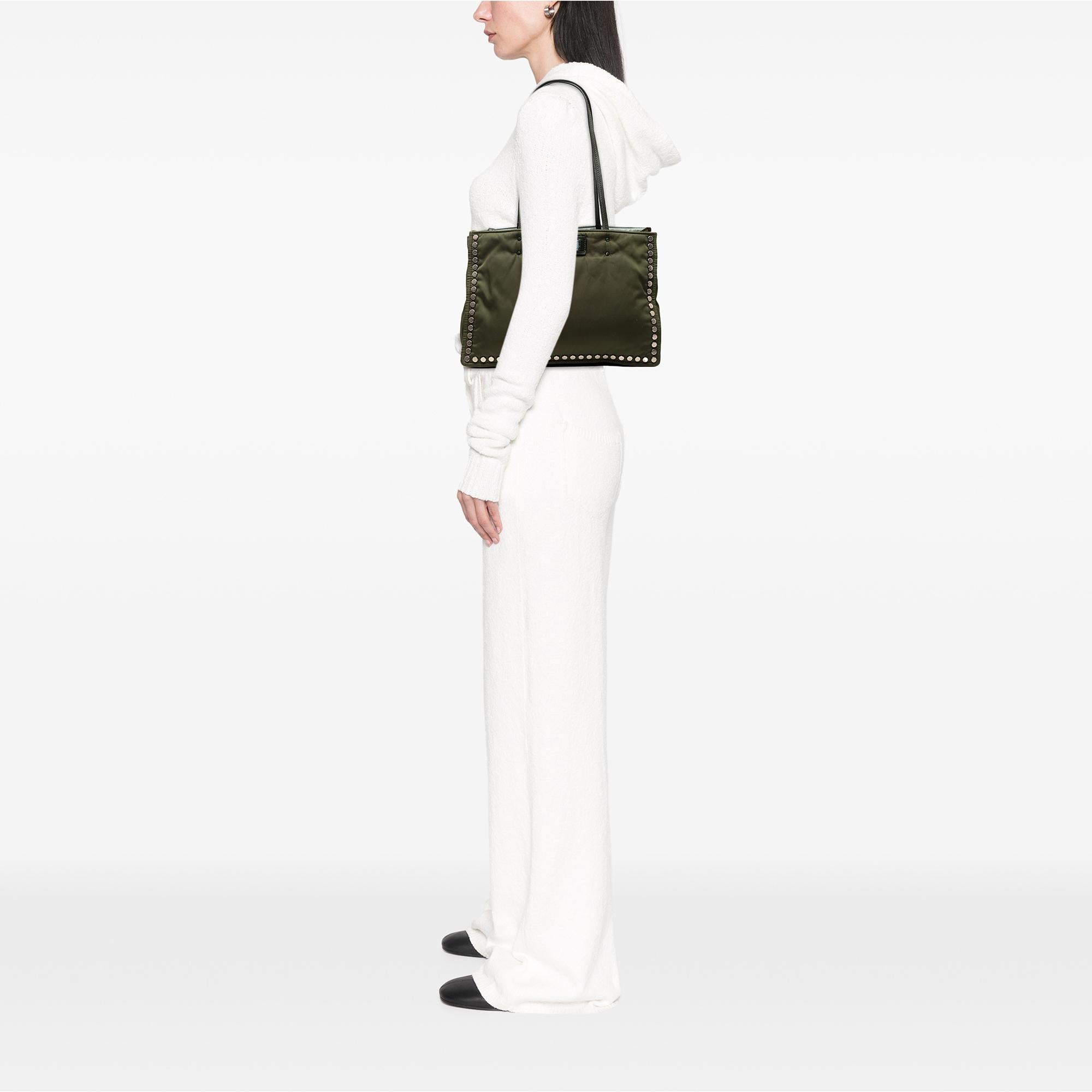 Prada Tessuto Studded Etiquette Tote
