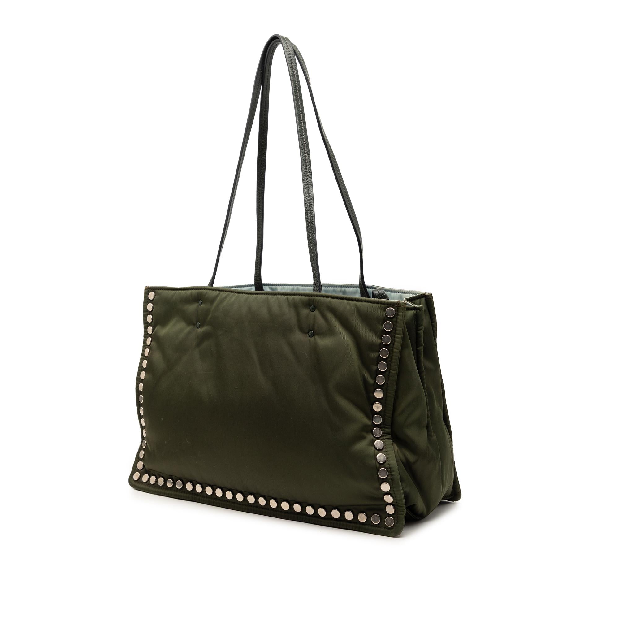 Prada Tessuto Studded Etiquette Tote