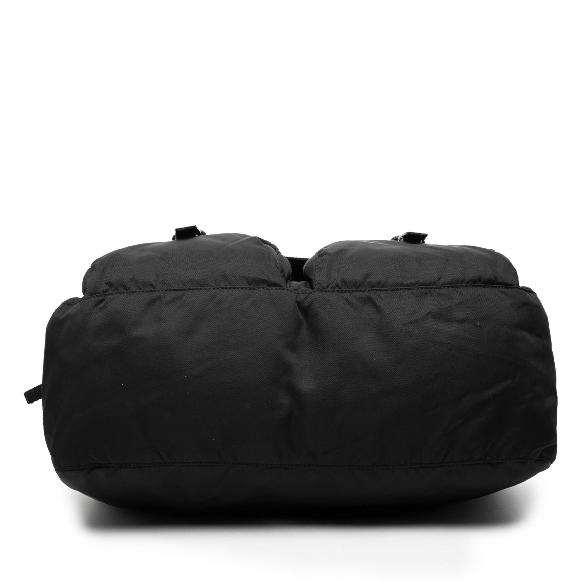 Prada Tessuto Zip Double Buckle Messenger Bag
