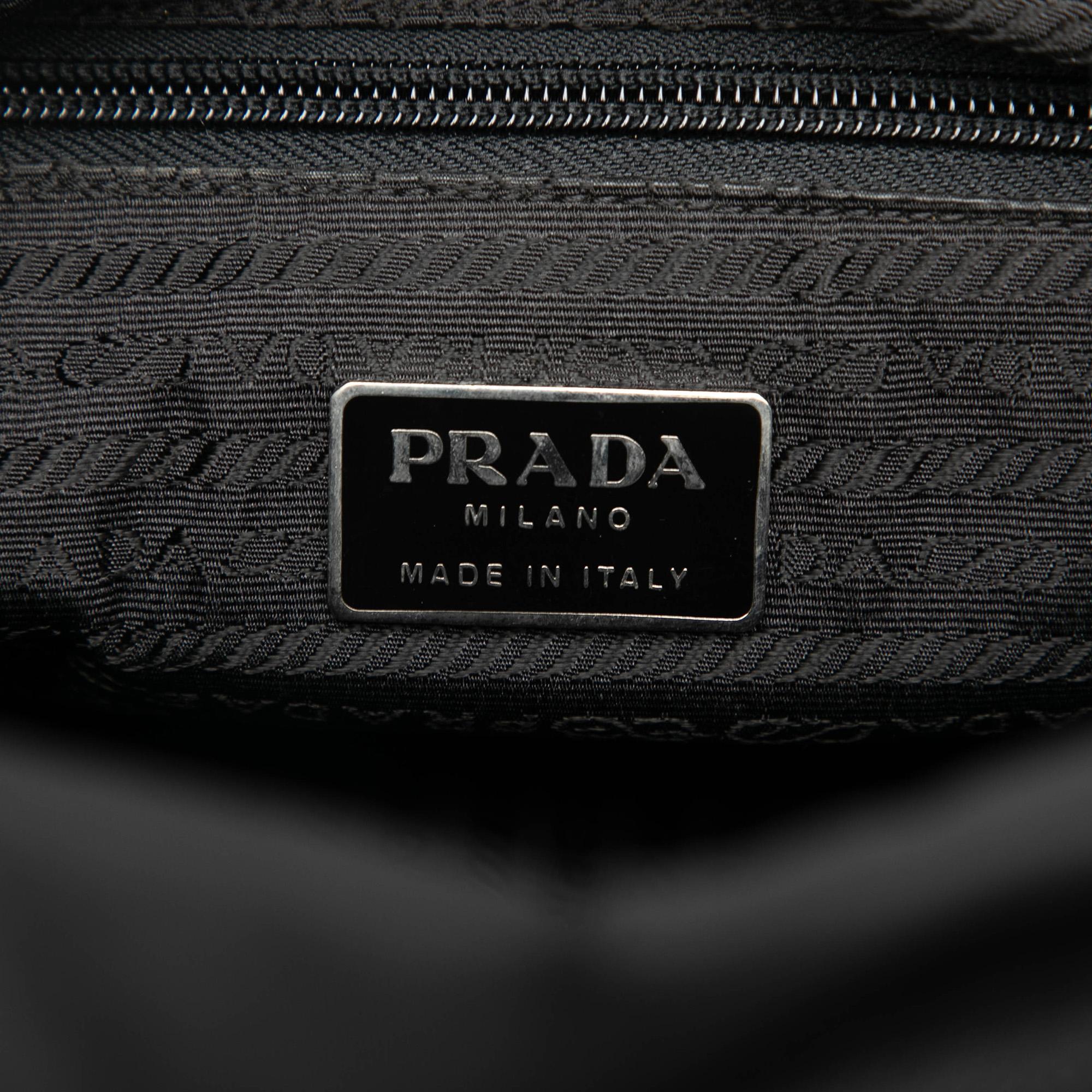 Prada Tessuto Zip Double Buckle Messenger Bag