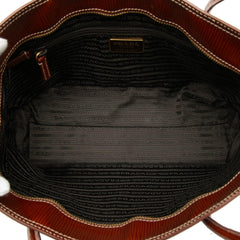 Prada Textured Patent St Grana Paglia Tote