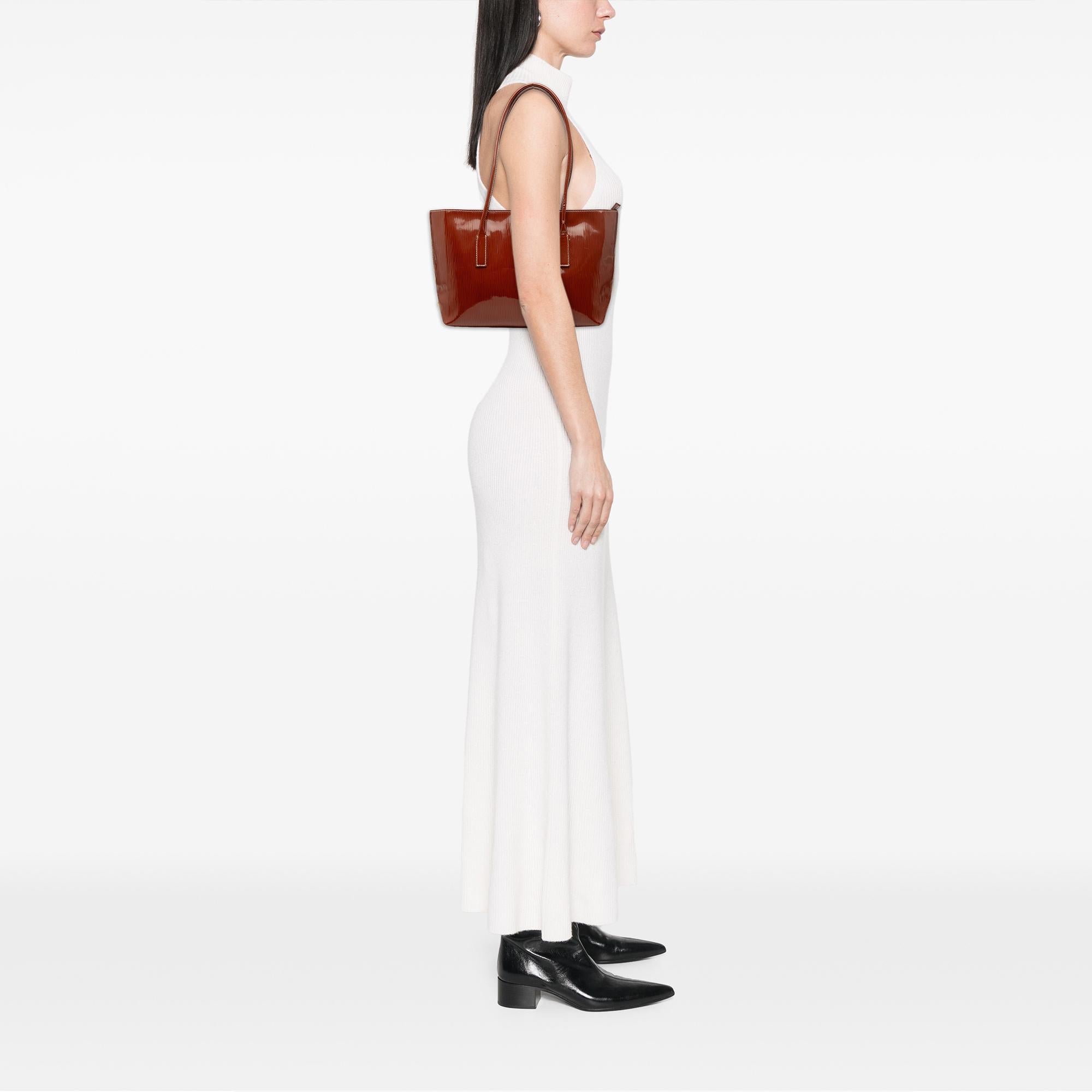 Prada Textured Patent St Grana Paglia Tote