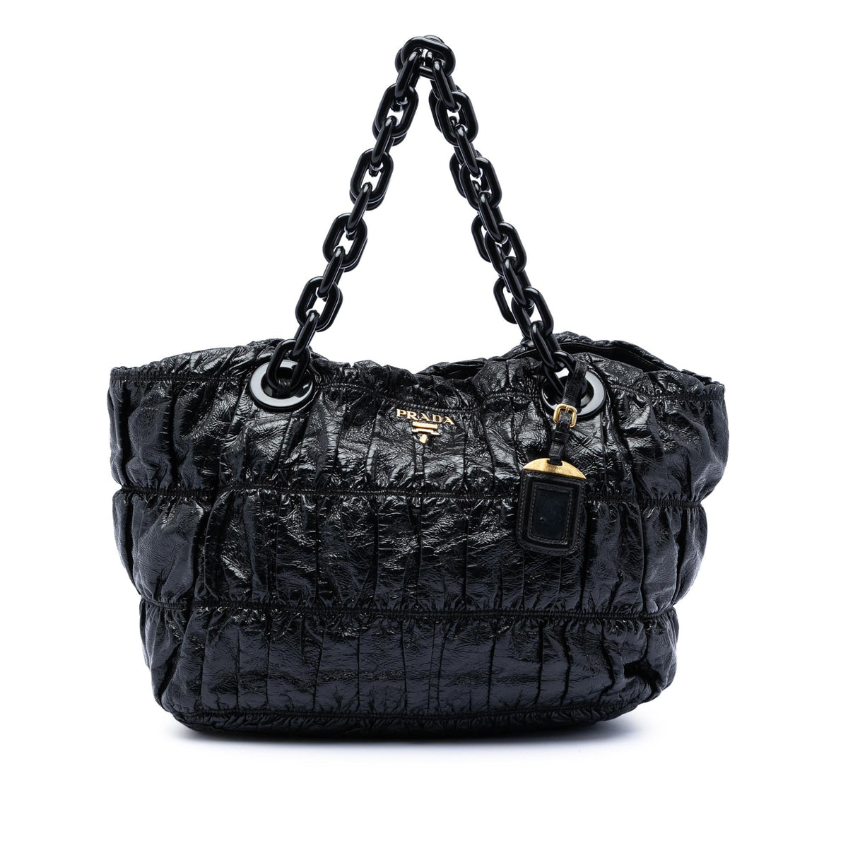 Prada Vernice Gaufre Resin Chain Shopping Tote