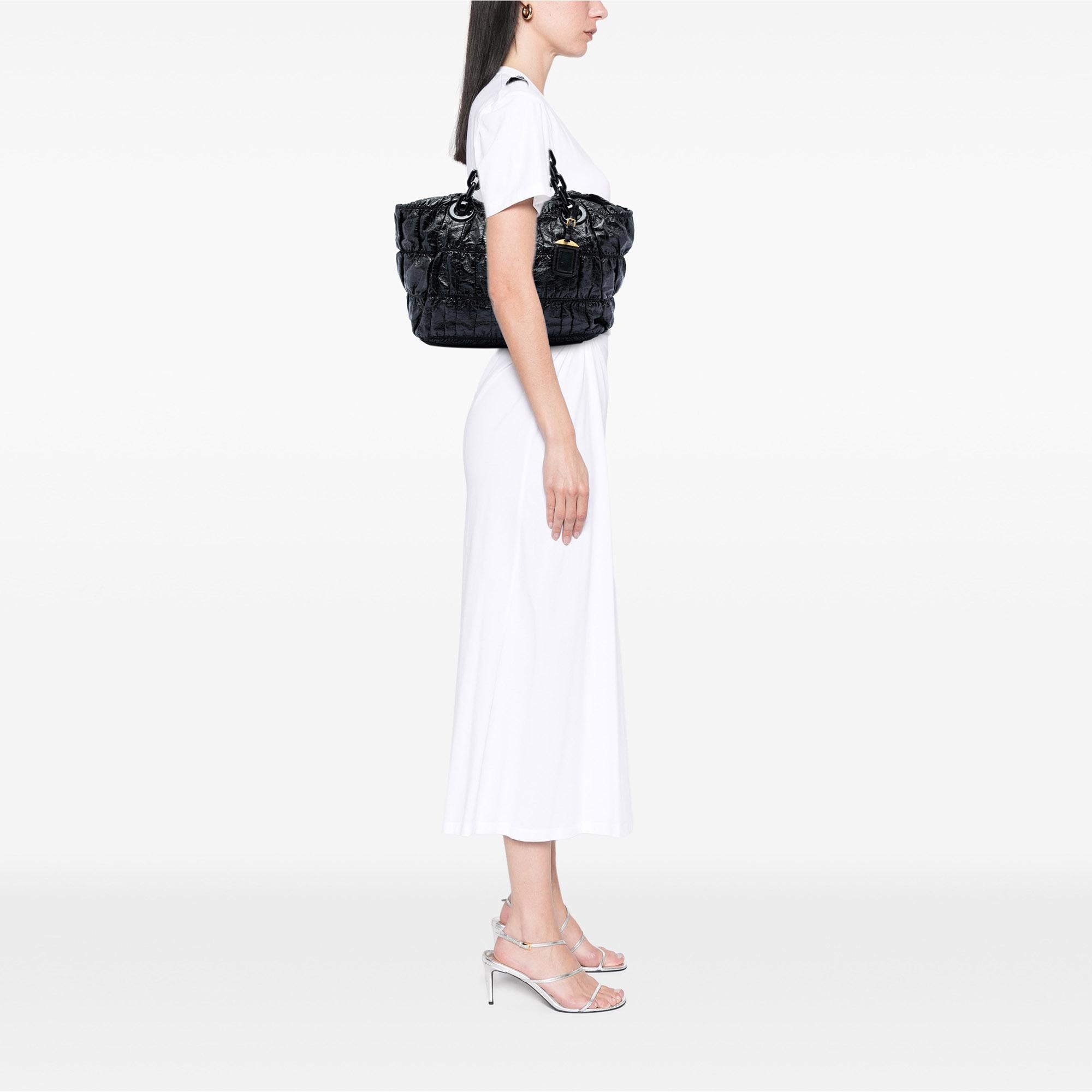 Prada Vernice Gaufre Resin Chain Shopping Tote