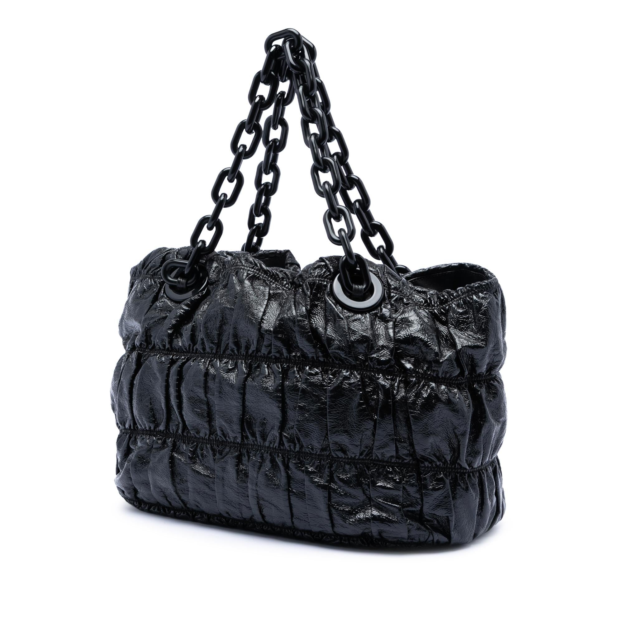Prada Vernice Gaufre Resin Chain Shopping Tote