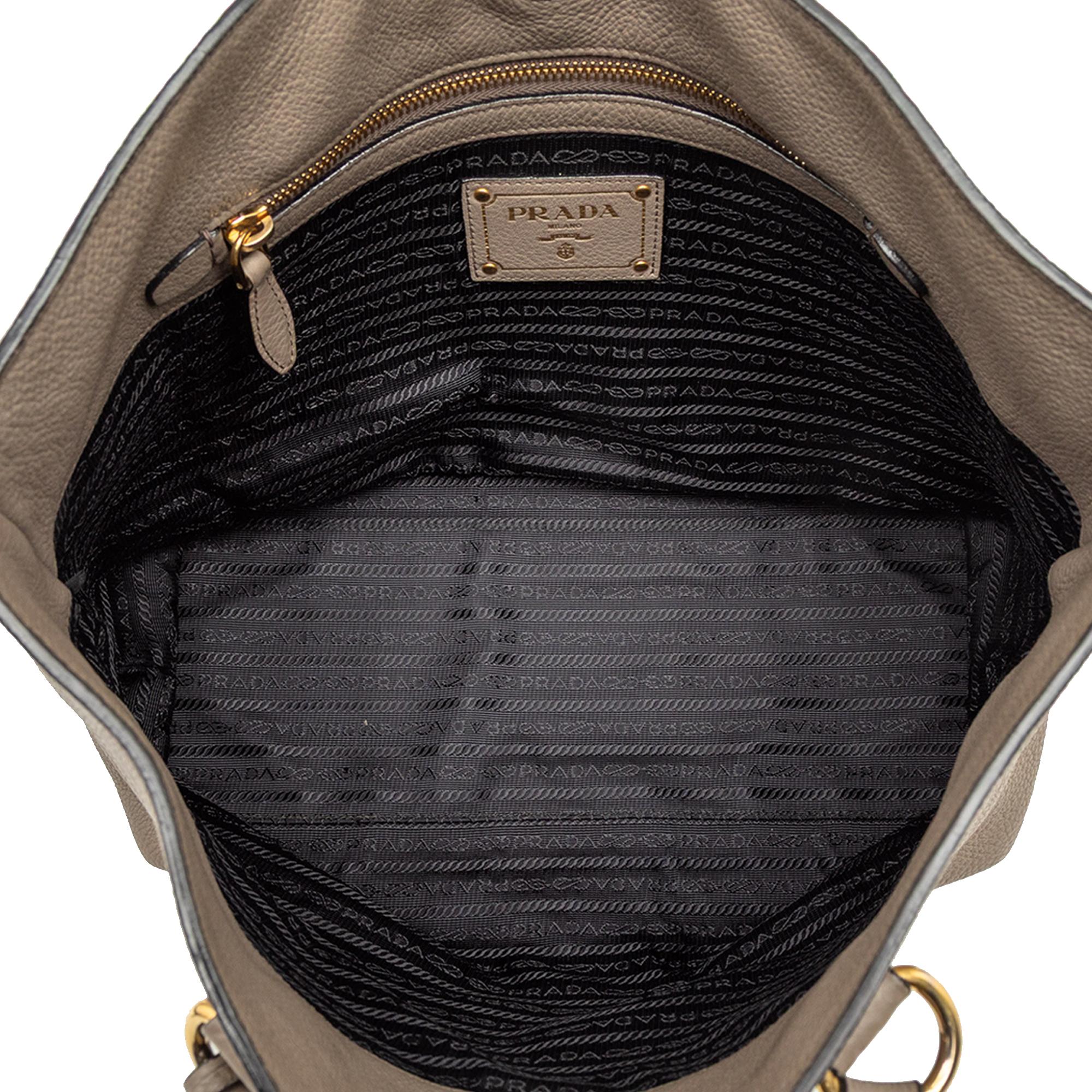 Prada Vitello Daino Canapa Logo Tote
