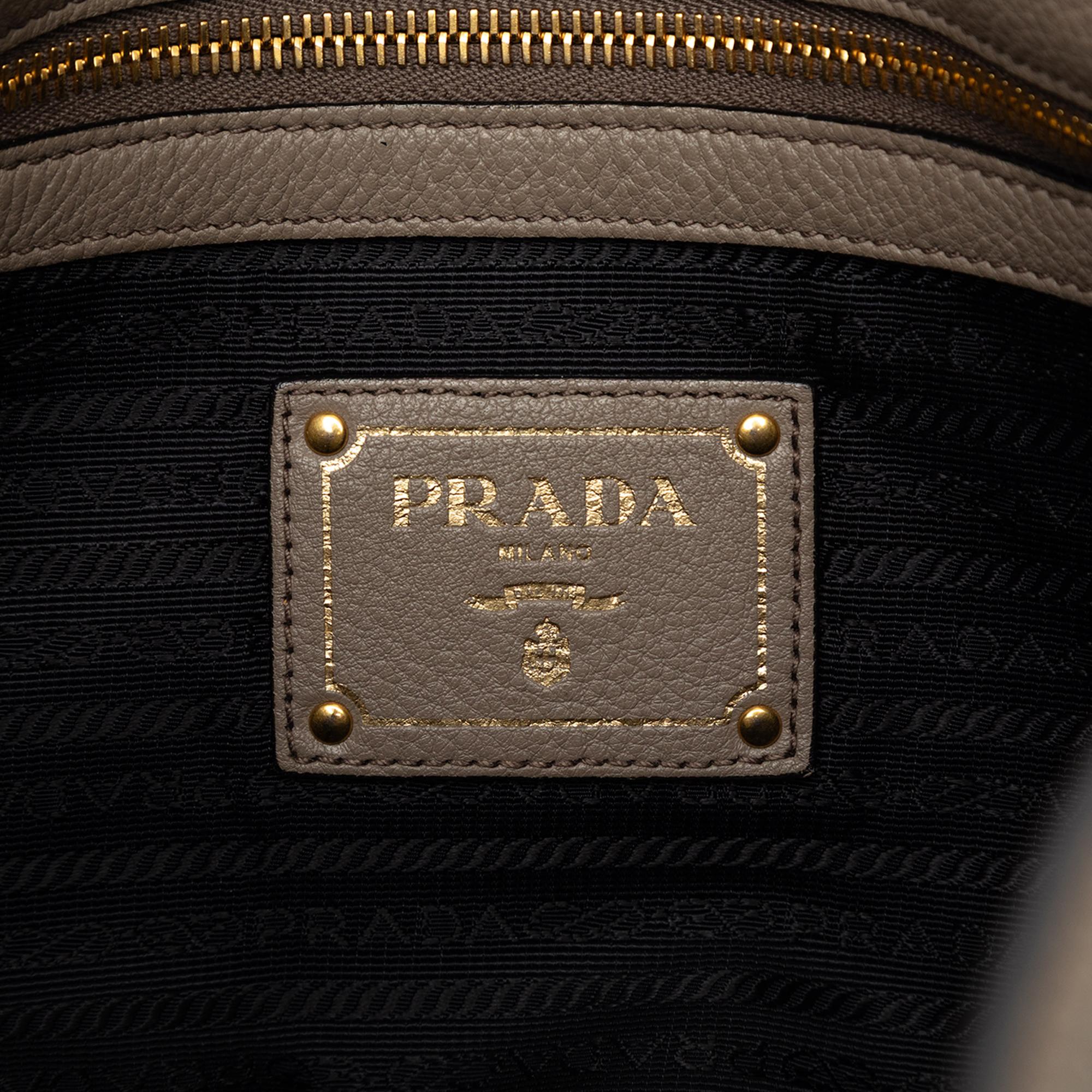Prada Vitello Daino Canapa Logo Tote