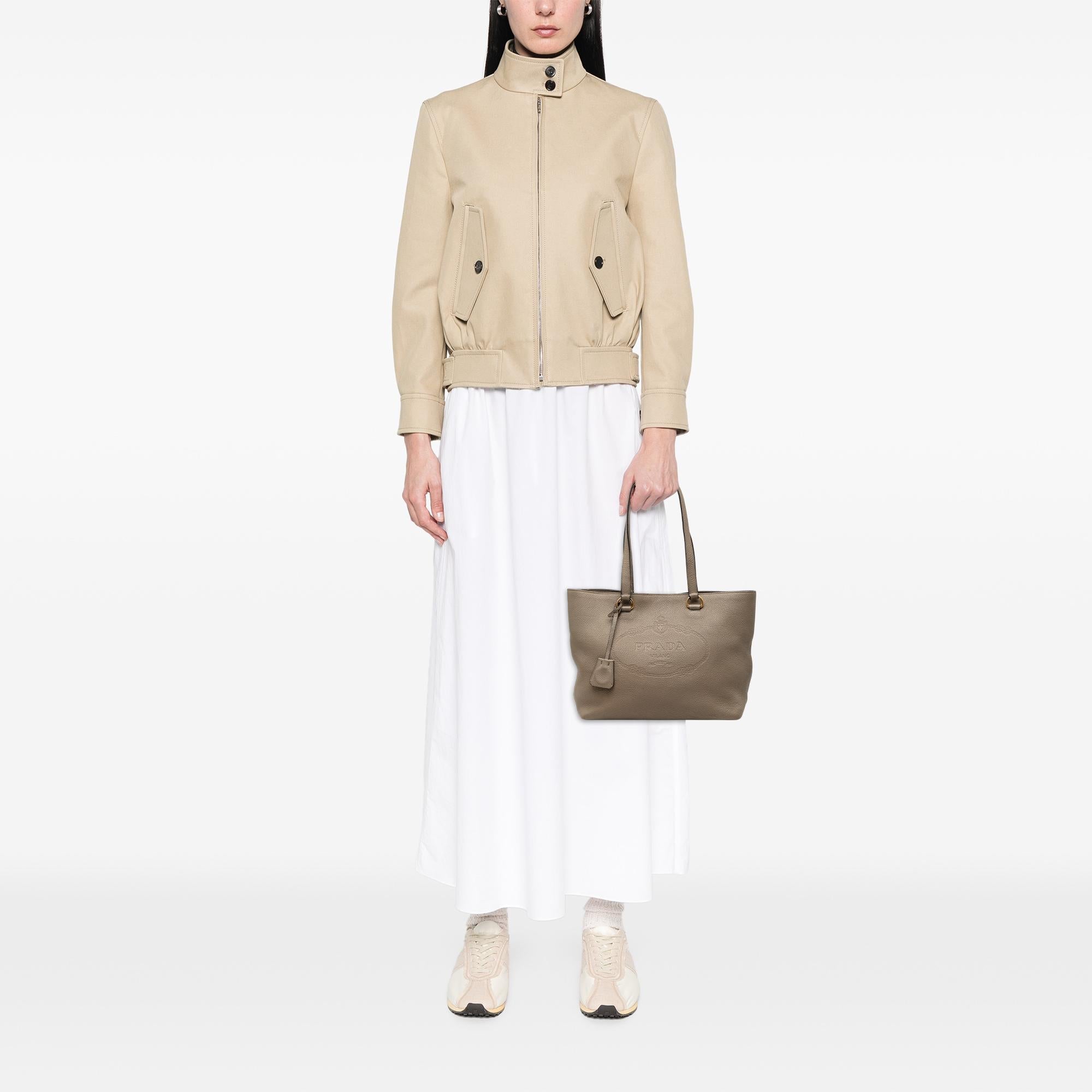 Prada Vitello Daino Canapa Logo Tote