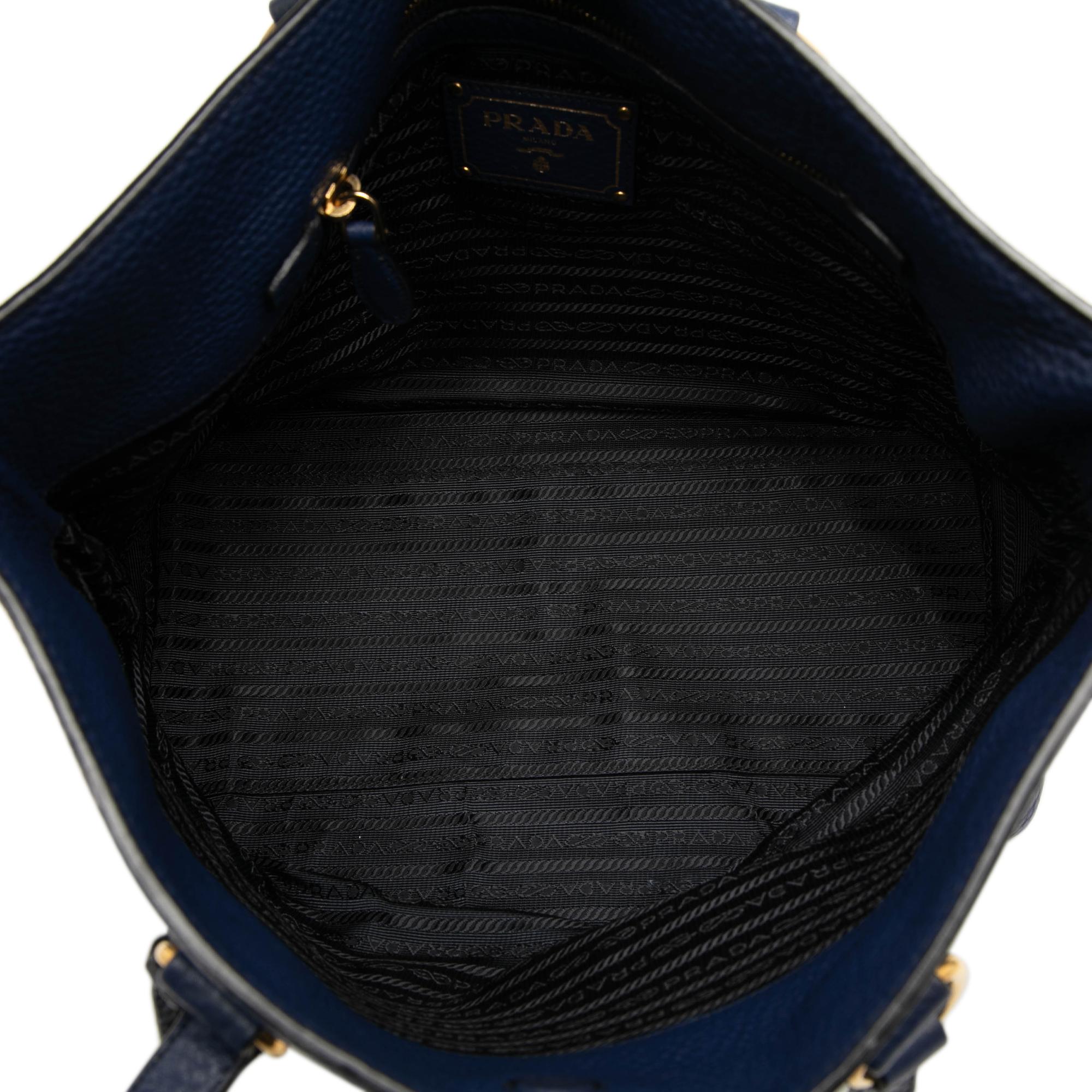Prada Vitello Daino Canapa Logo Tote