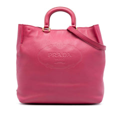 Prada Vitello Daino Embossed Canapa Logo Open Convertible Tote