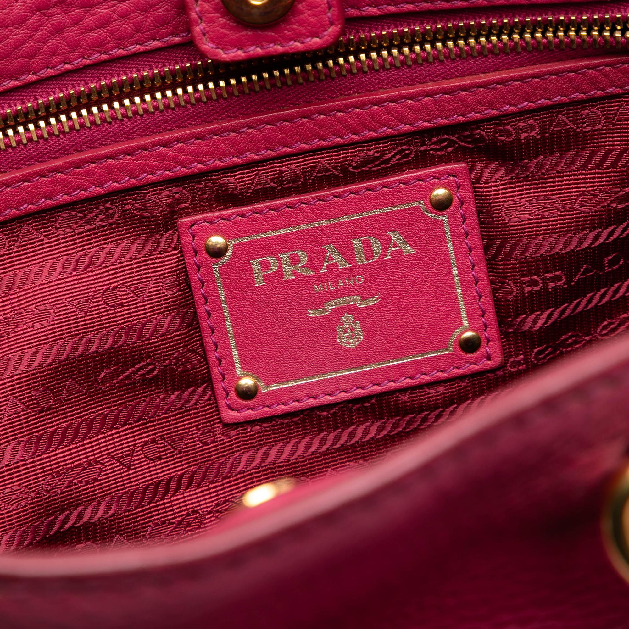 Prada Vitello Daino Embossed Canapa Logo Open Convertible Tote