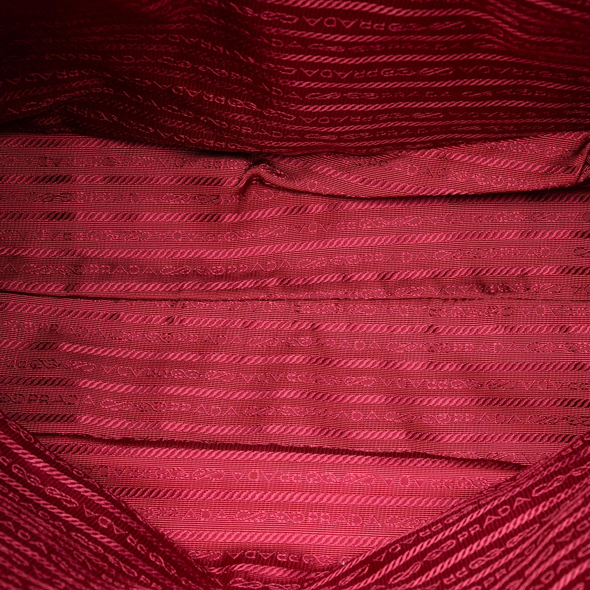 Prada Vitello Daino Embossed Canapa Logo Open Convertible Tote