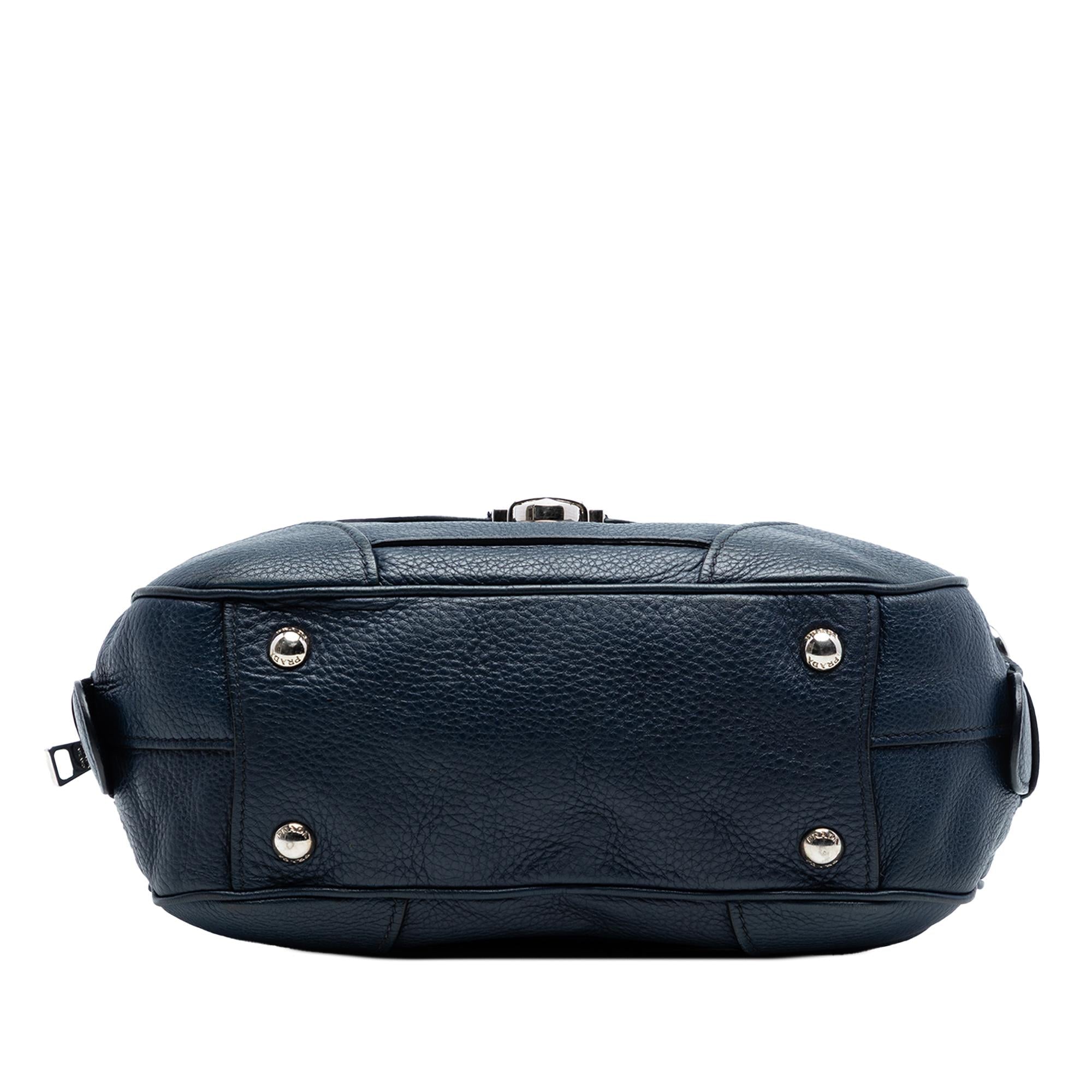 Prada Vitello Daino Front Pocket Boston Bag