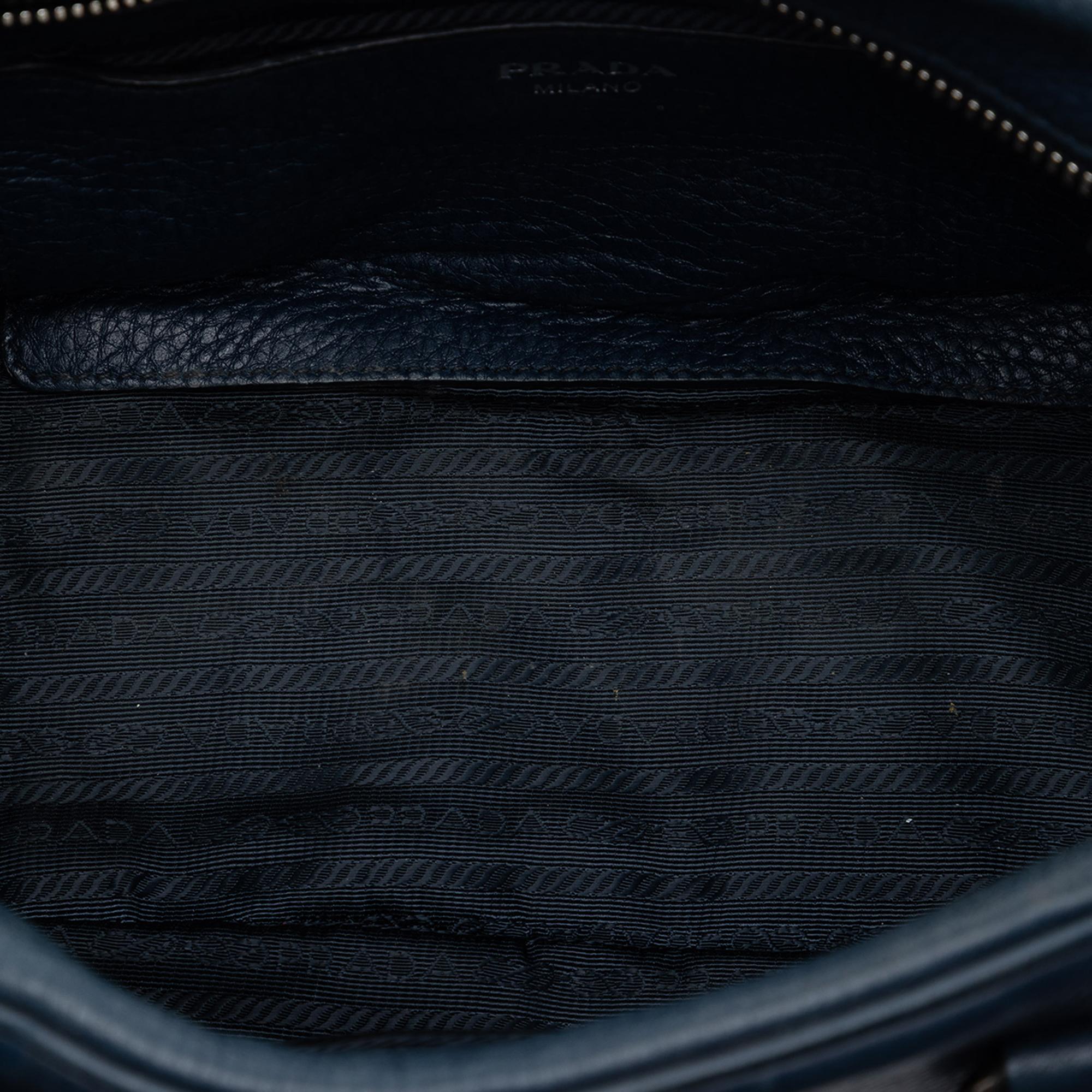 Prada Vitello Daino Front Pocket Boston Bag