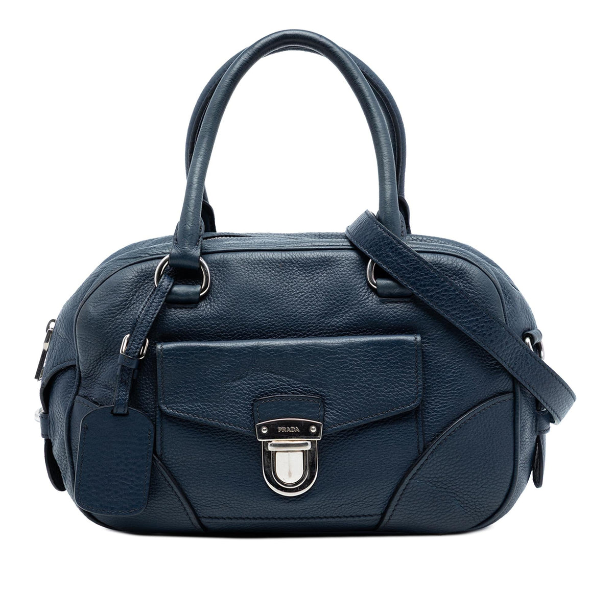 Prada Vitello Daino Front Pocket Boston Bag