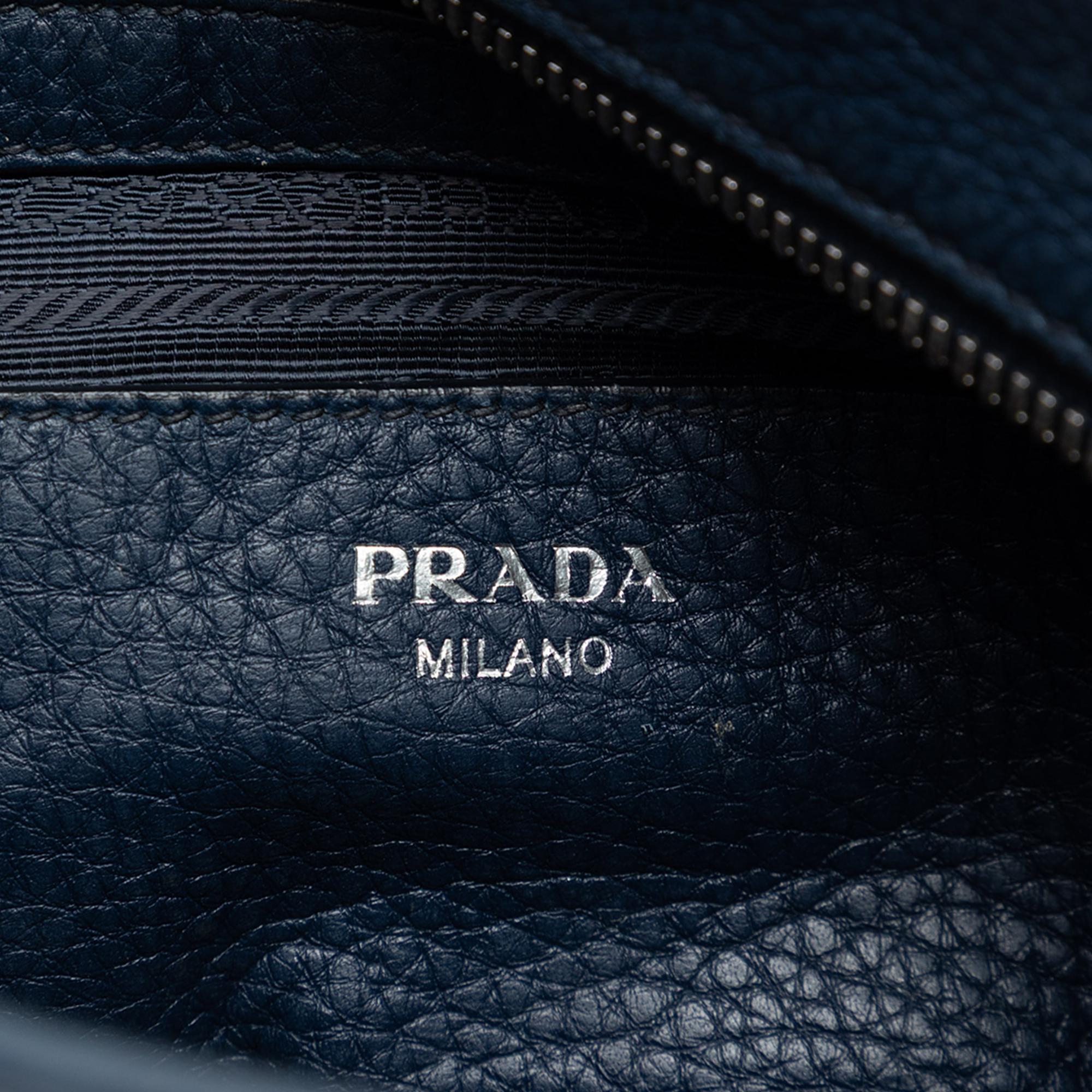 Prada Vitello Daino Front Pocket Boston Bag