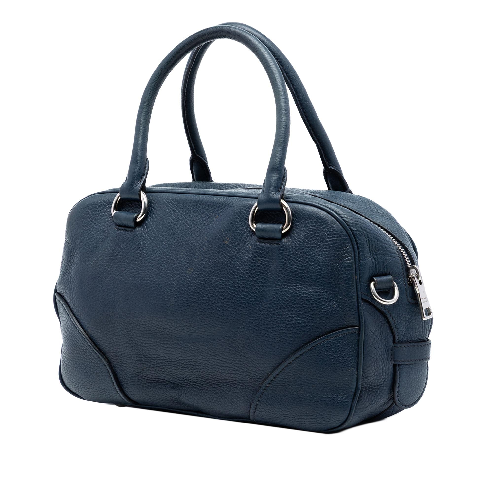 Prada Vitello Daino Front Pocket Boston Bag