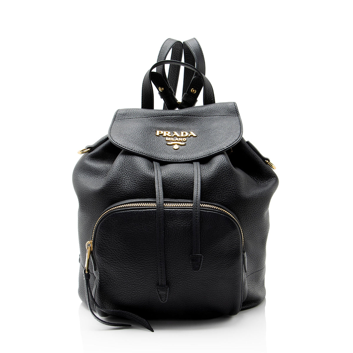 Prada Vitello Daino Drawstring Flap Backpack