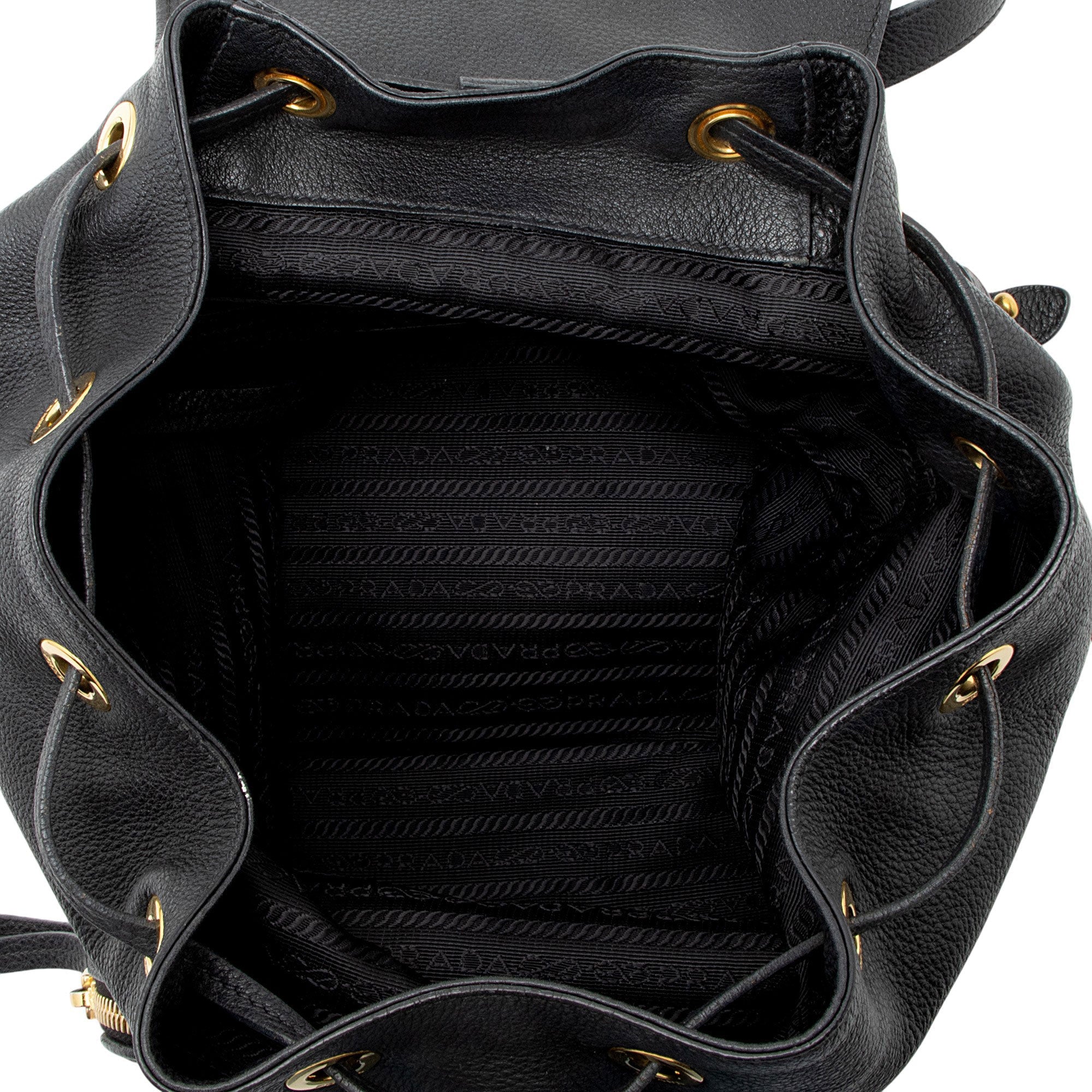 Prada Vitello Daino Drawstring Flap Backpack